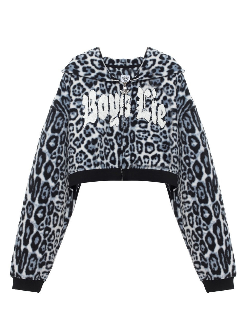 BOYS LIE Once a Cheetah Alex Crop Zip Fleece Hoodie Womens Size XS/S